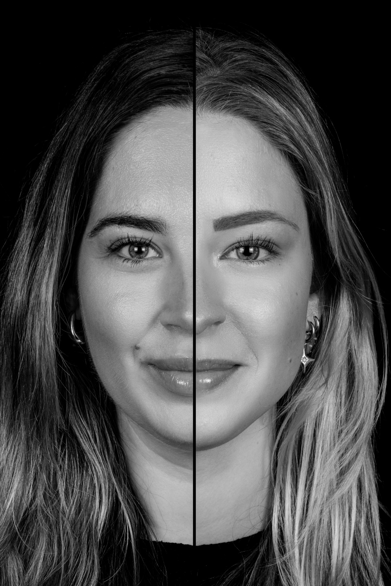 Zwart-wit 2-in-1 portret van twee vrouwen door Samen in Beeld Fotografie
